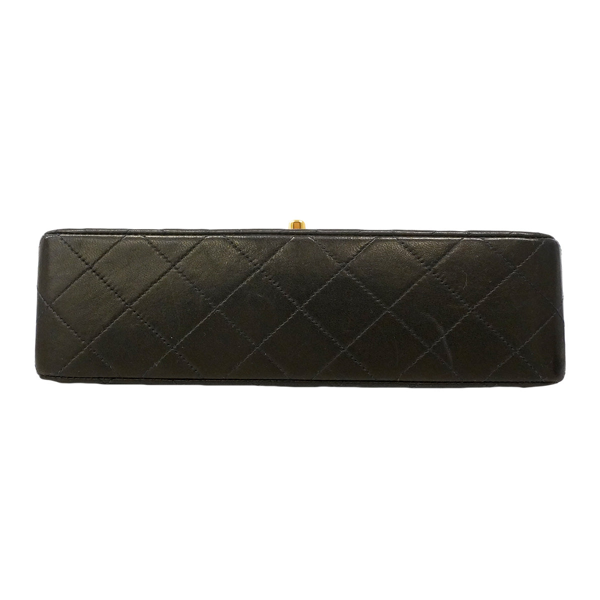 【6he5130】シャネル ショルダーバッグ マトラッセ Wフラップ Wチェーン ラムスキン ブラック ゴールド金具【中古】レディース