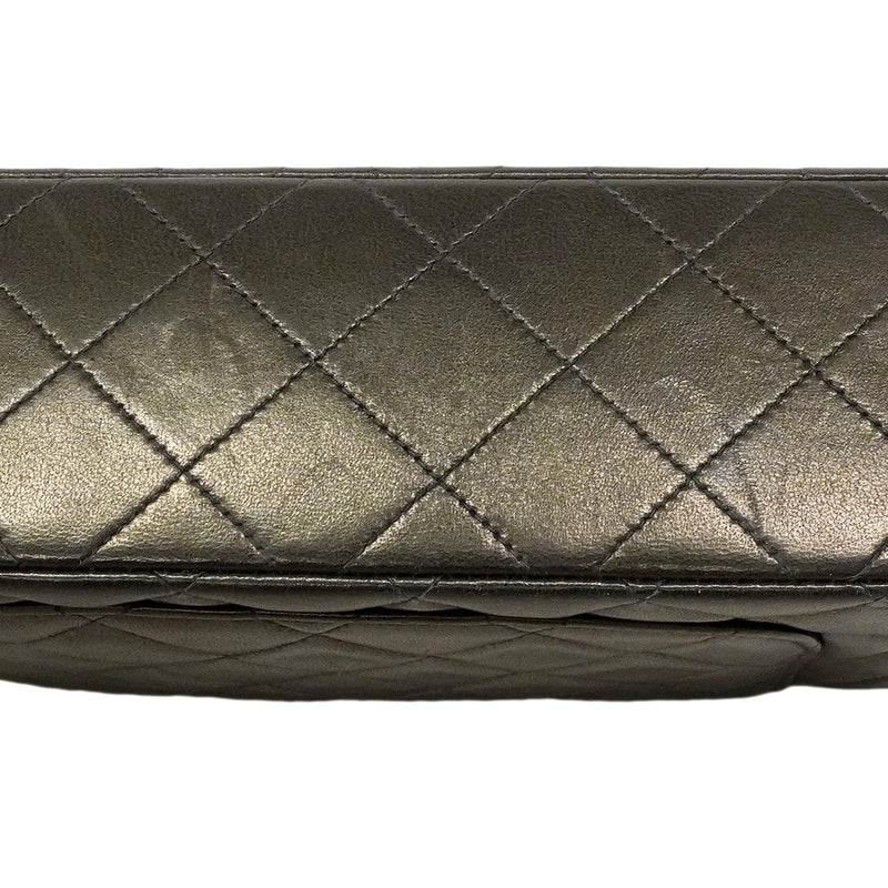 【6he5130】シャネル ショルダーバッグ マトラッセ Wフラップ Wチェーン ラムスキン ブラック ゴールド金具【中古】レディース