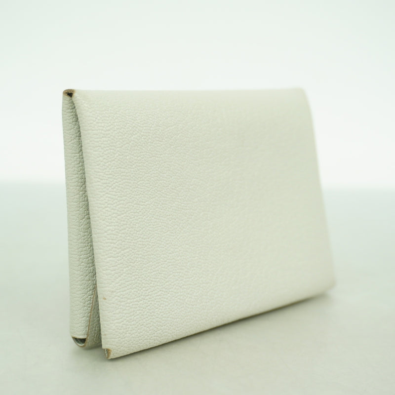 【6he5140】エルメス コインケース カルヴィデュオ シェブルミゾル パールグレー シルバー金具 K刻印【中古】レディース