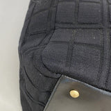 【6he5144】シャネル チェーントート チョコバー コットンジャージー ブラック ゴールド金具【中古】レディース