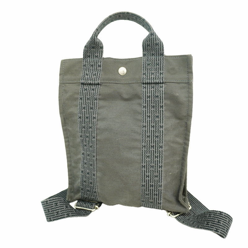 【6he5155】エルメス リュック・デイパック エールラインアドPM ナイロン グレー シルバー金具【中古】メンズ レディース ユニセックス