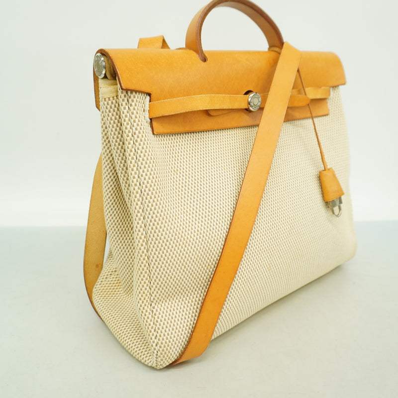 【6he5156】エルメス ハンドバッグ エールバッグPM トワルGM ナチュラル シルバー金具 □H刻印【中古】レディース