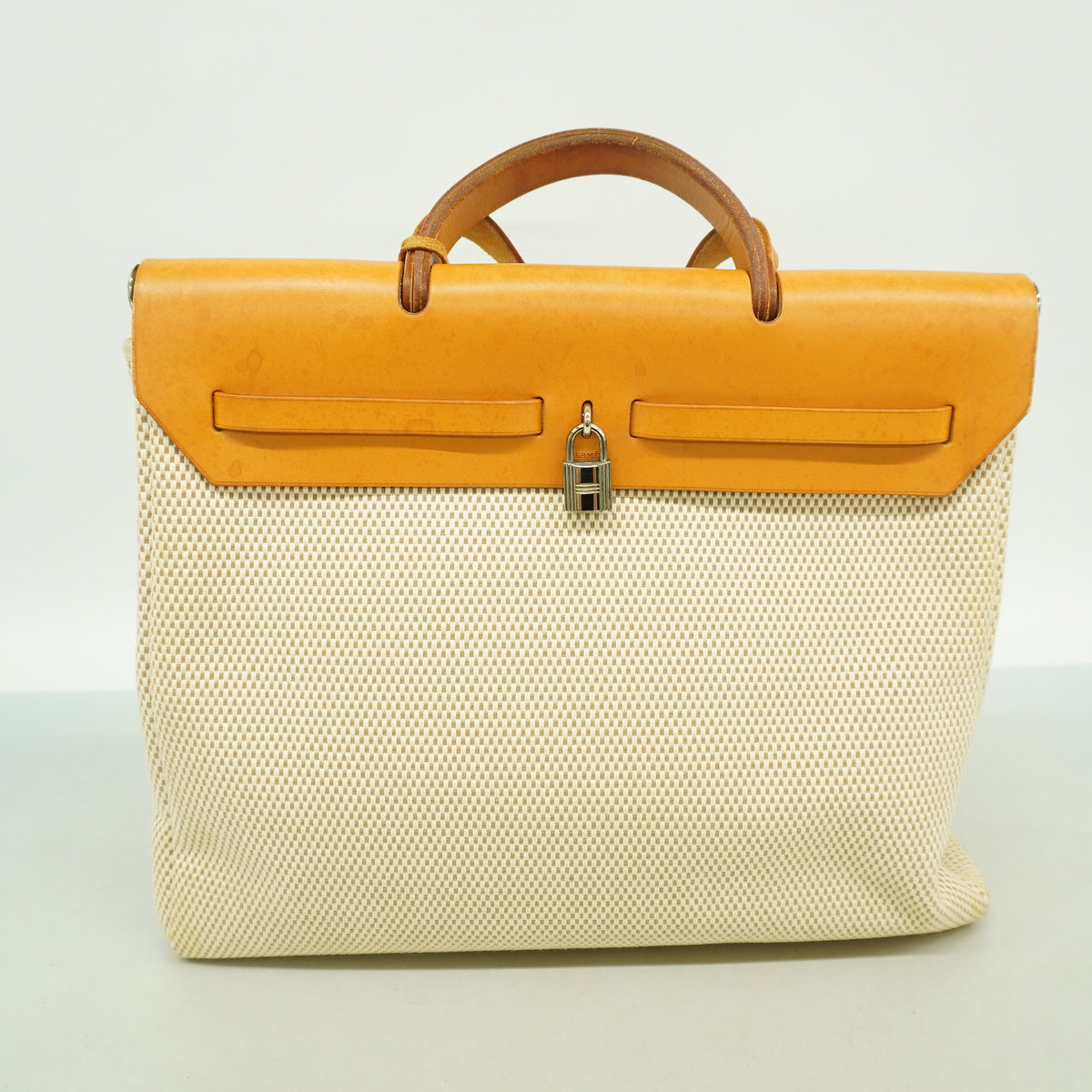 【6he5156】エルメス ハンドバッグ エールバッグPM トワルGM ナチュラル シルバー金具 □H刻印【中古】レディース
