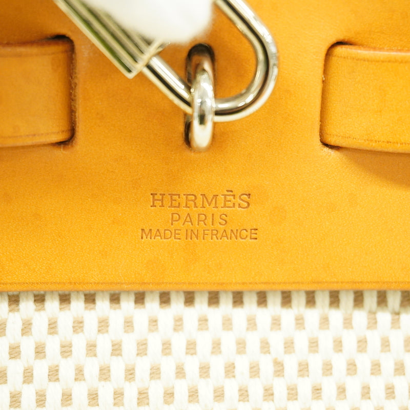 【6he5156】エルメス ハンドバッグ エールバッグPM トワルGM ナチュラル シルバー金具 □H刻印【中古】レディース