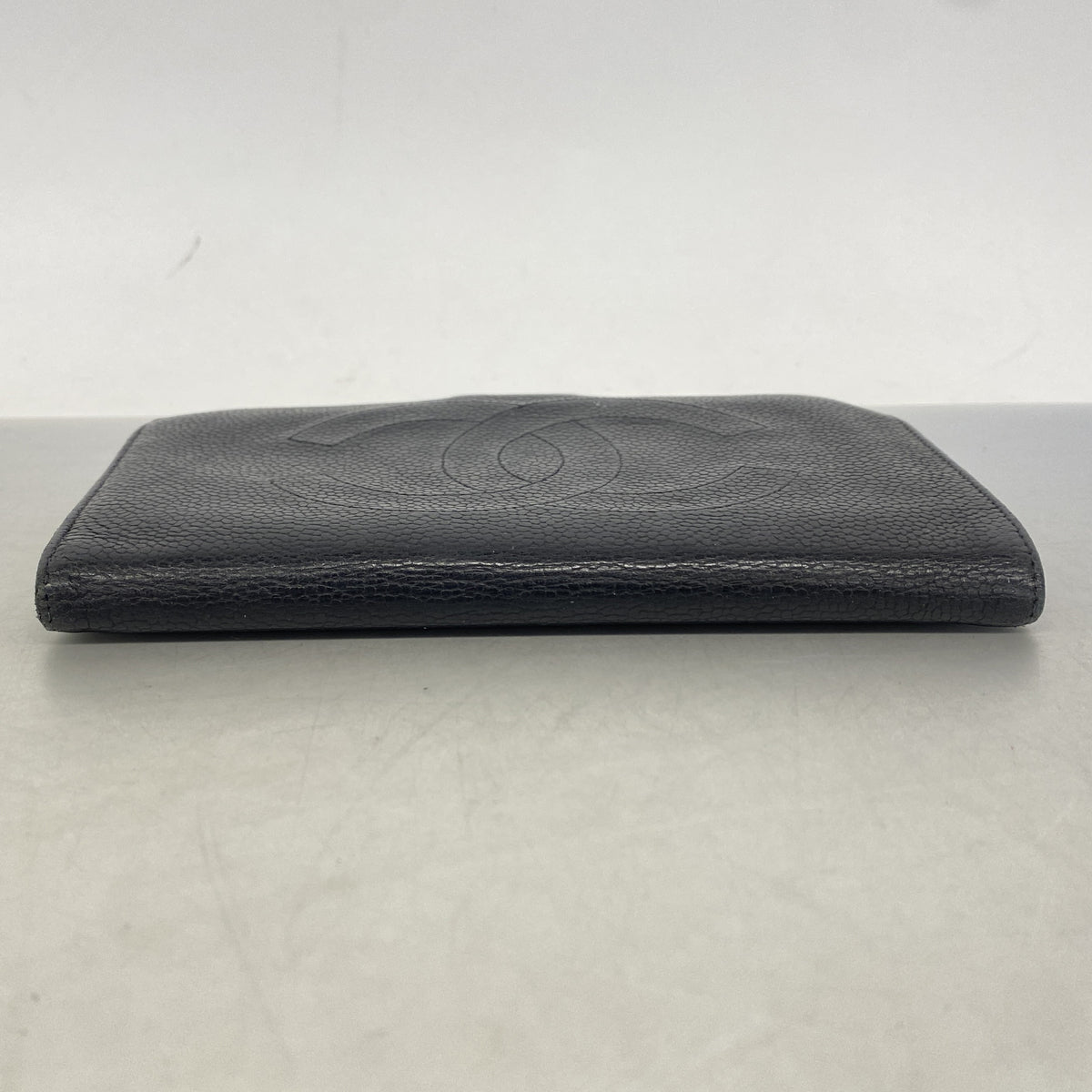 【6he5162-k】シャネル 長財布 キャビアスキン ブラック ゴールド金具【中古】レディース