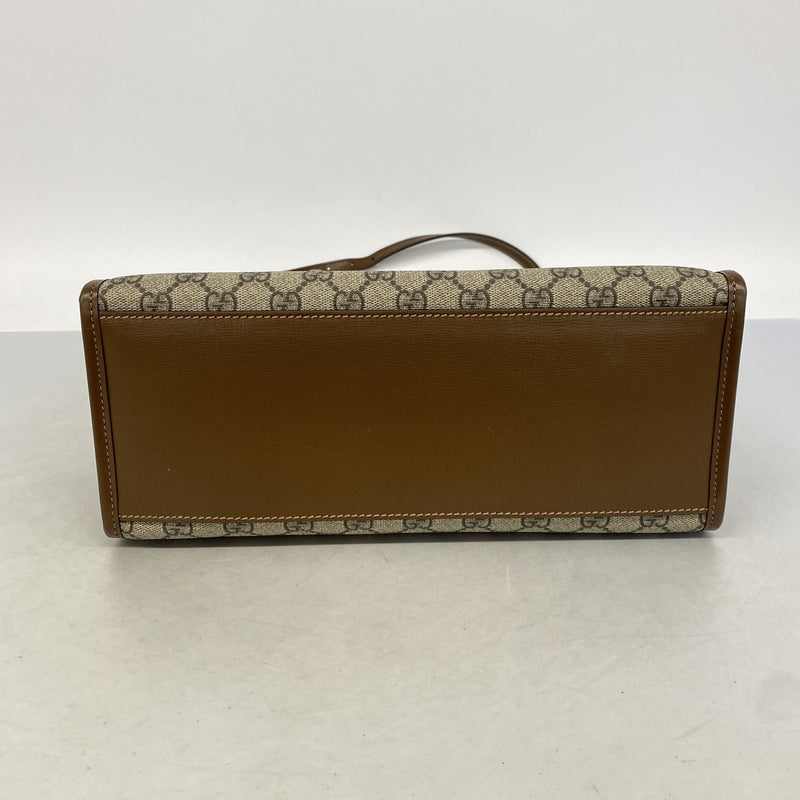 【6he5170-k】グッチ トートバッグ GGスプリーム 659983 PVC ブラウン ゴールド金具 2wayバッグ【中古】レディース