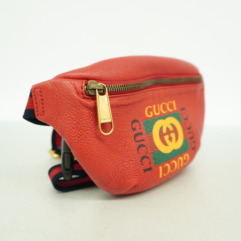 【6he5172-k】グッチ ウエストバッグ 527792 レザー レッド ゴールド金具【中古】メンズ レディース ユニセックス