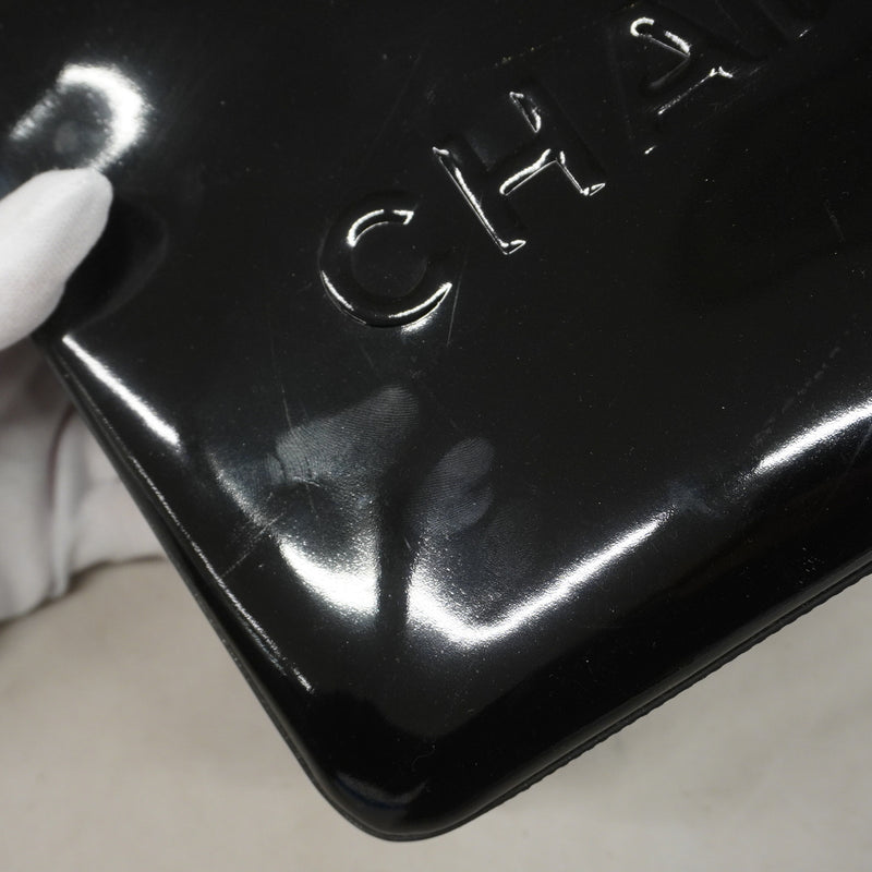 【6he5212】シャネル トートバッグ パテントレザー ブラック ゴールド金具【中古】レディース