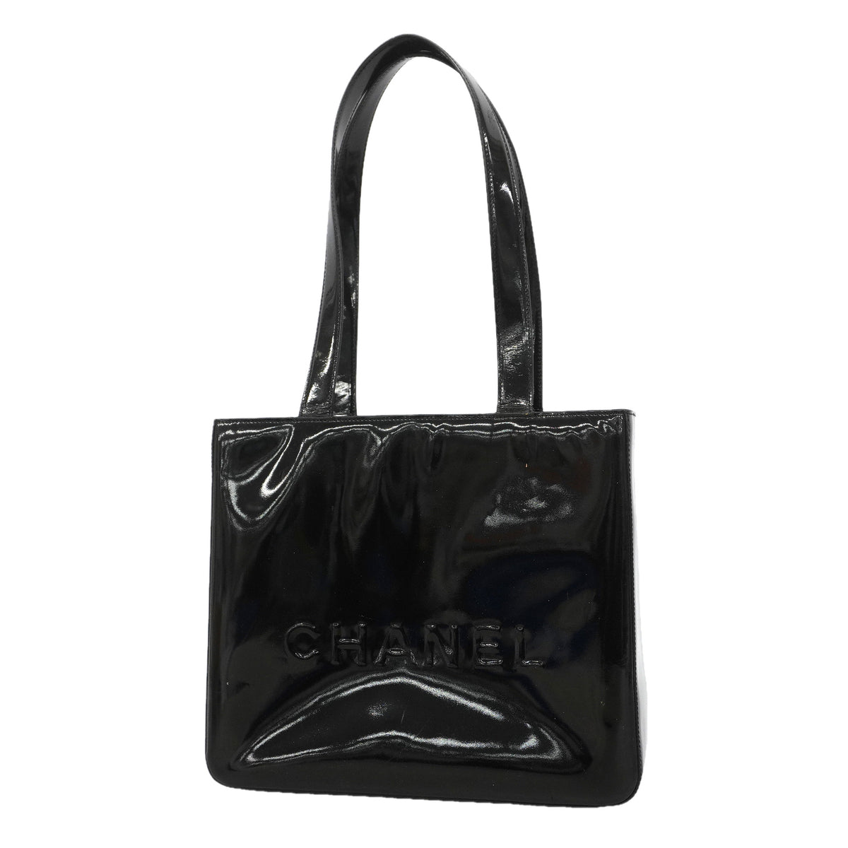 【6he5212】シャネル トートバッグ パテントレザー ブラック ゴールド金具【中古】レディース