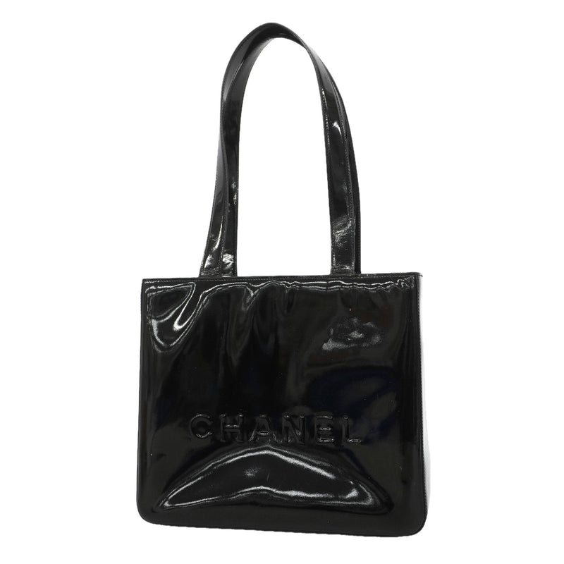【6he5212】シャネル トートバッグ パテントレザー ブラック ゴールド金具【中古】レディース