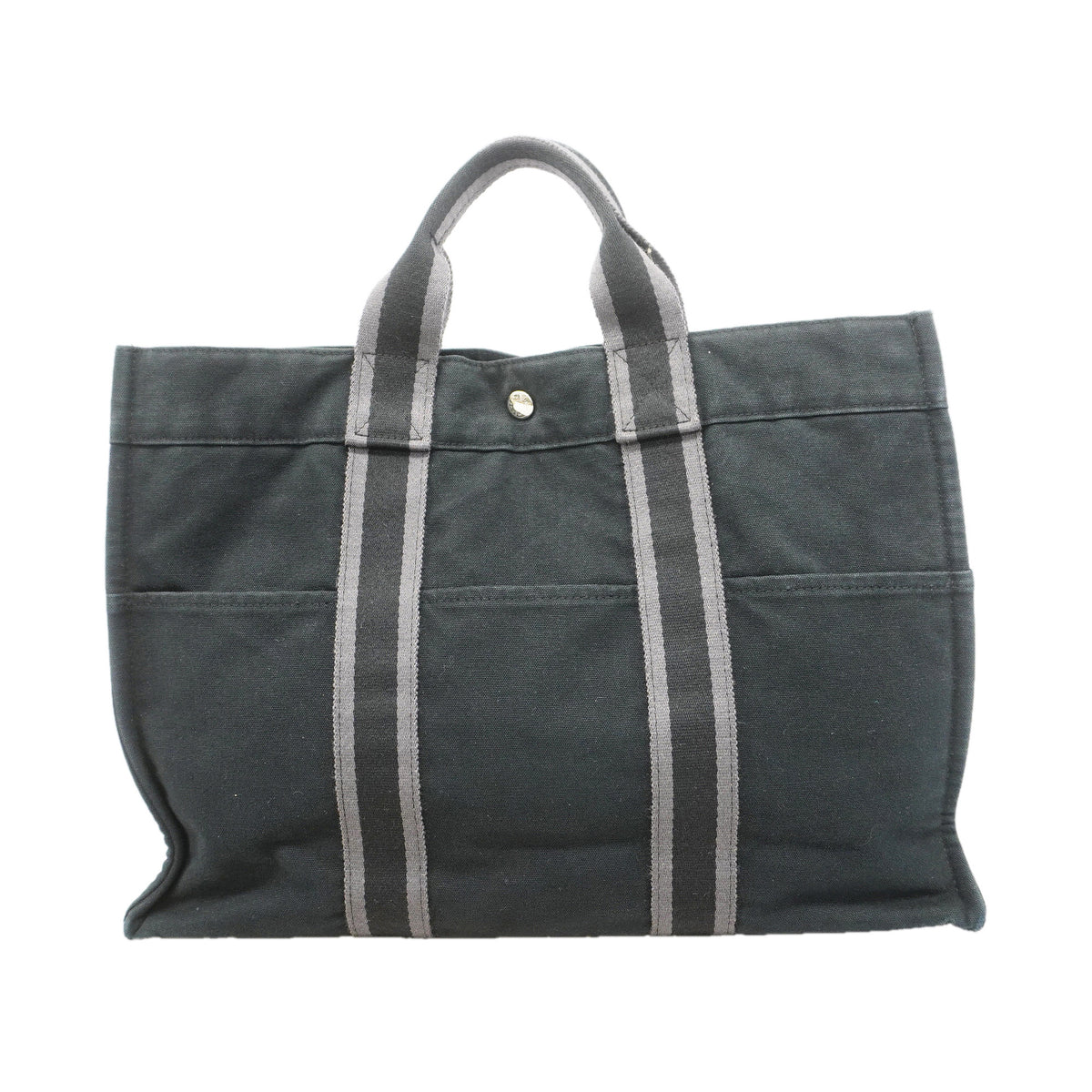 【6he5231】エルメス トートバッグ フールトゥMM キャンバス ブラック シルバー金具【中古】メンズ レディース ユニセックス