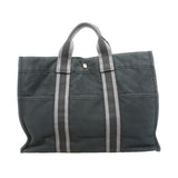 【6he5231】エルメス トートバッグ フールトゥMM キャンバス ブラック シルバー金具【中古】メンズ レディース ユニセックス