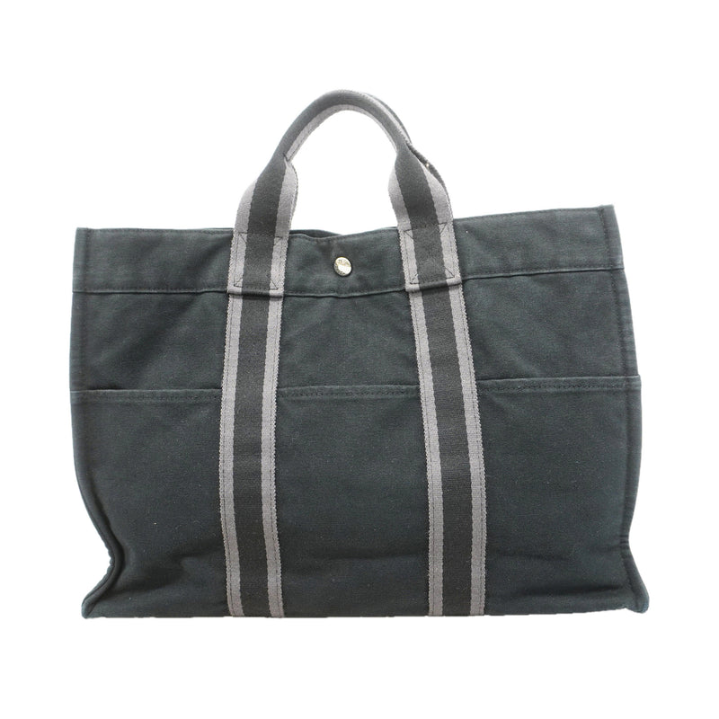 【6he5231】エルメス トートバッグ フールトゥMM キャンバス ブラック シルバー金具【中古】メンズ レディース ユニセックス