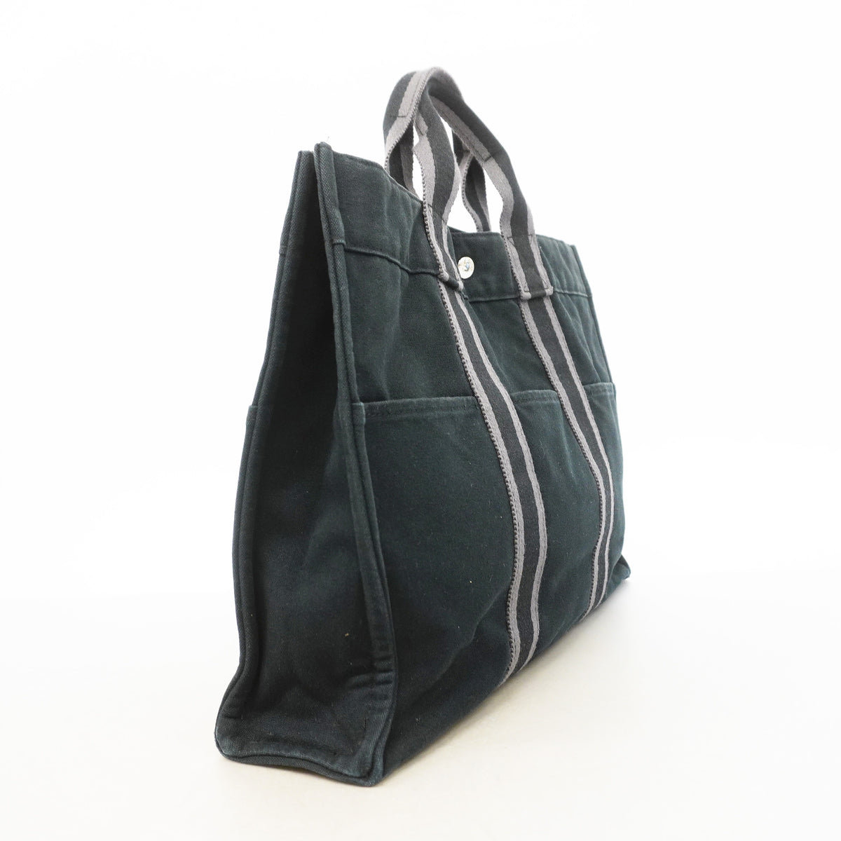 【6he5231】エルメス トートバッグ フールトゥMM キャンバス ブラック シルバー金具【中古】メンズ レディース ユニセックス