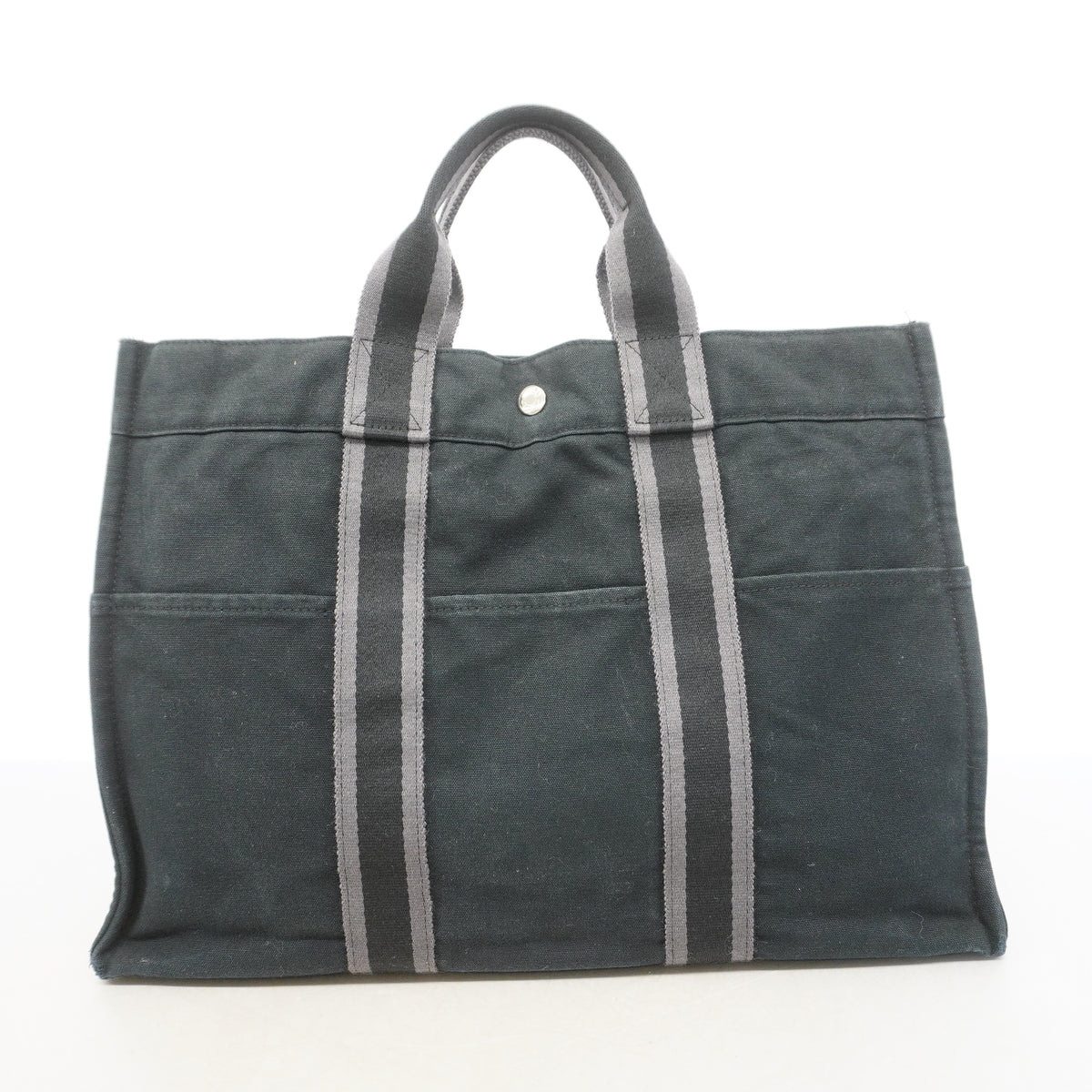 【6he5231】エルメス トートバッグ フールトゥMM キャンバス ブラック シルバー金具【中古】メンズ レディース ユニセックス