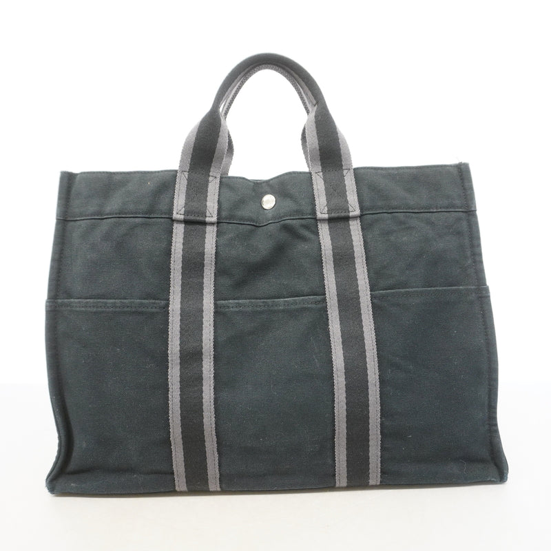 【6he5231】エルメス トートバッグ フールトゥMM キャンバス ブラック シルバー金具【中古】メンズ レディース ユニセックス