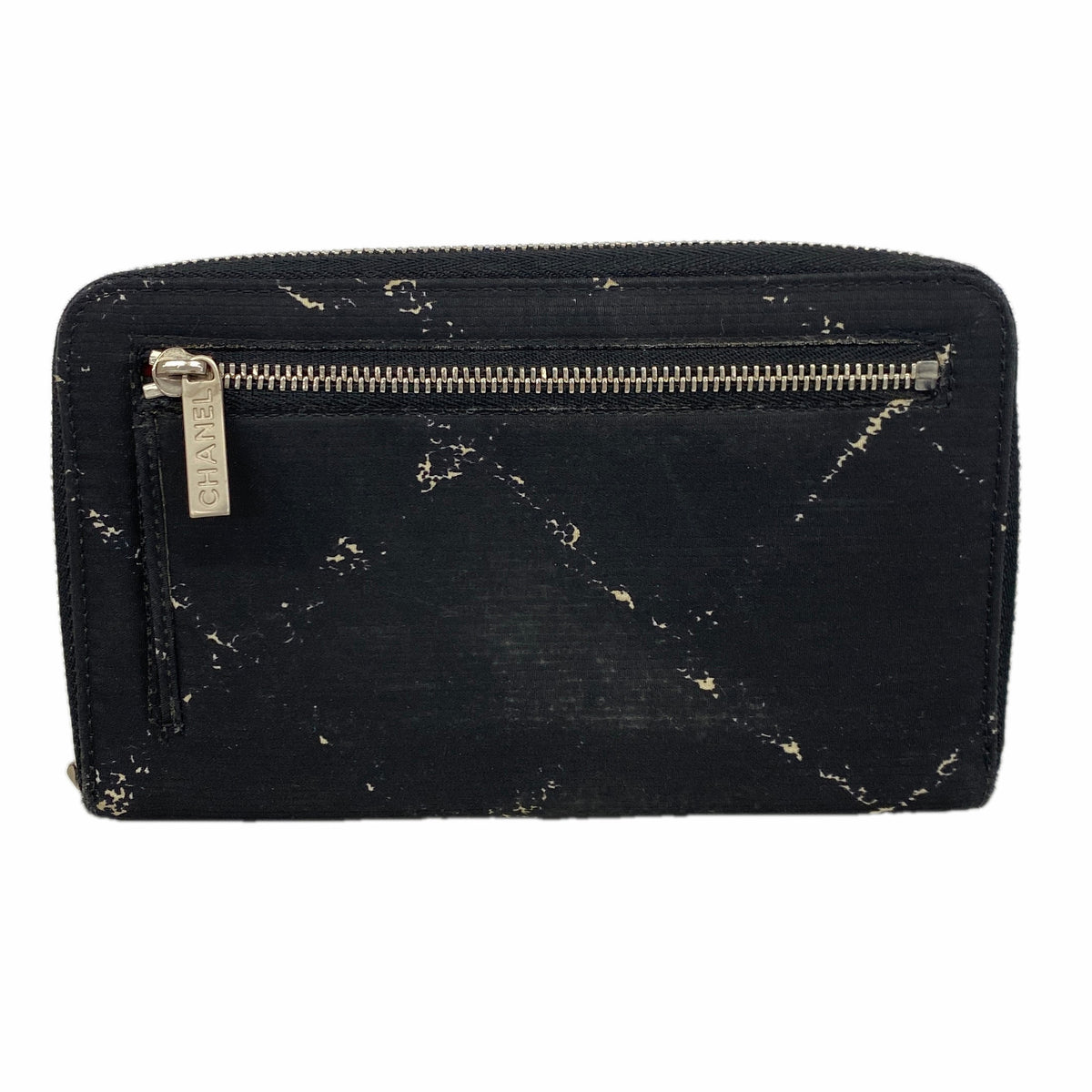 【6he5265】シャネル 財布 旧トラベル ナイロン ブラック シルバー金具【中古】レディース