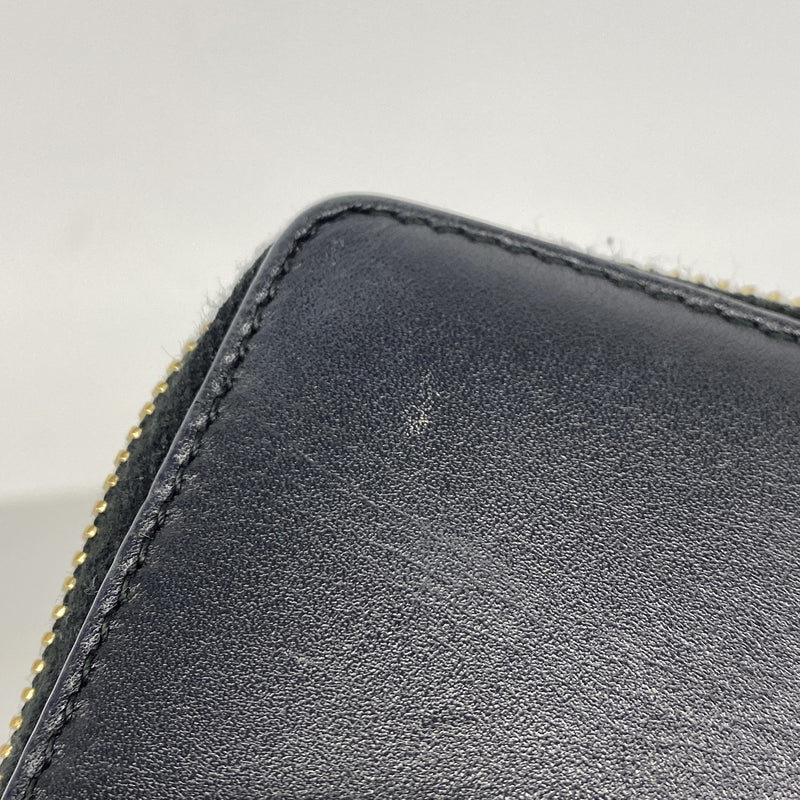 【6he5274-k】グッチ 長財布 シェリーライン 476083 レザー ブラック ゴールド金具【中古】レディース