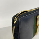 【6he5274-k】グッチ 長財布 シェリーライン 476083 レザー ブラック ゴールド金具【中古】レディース