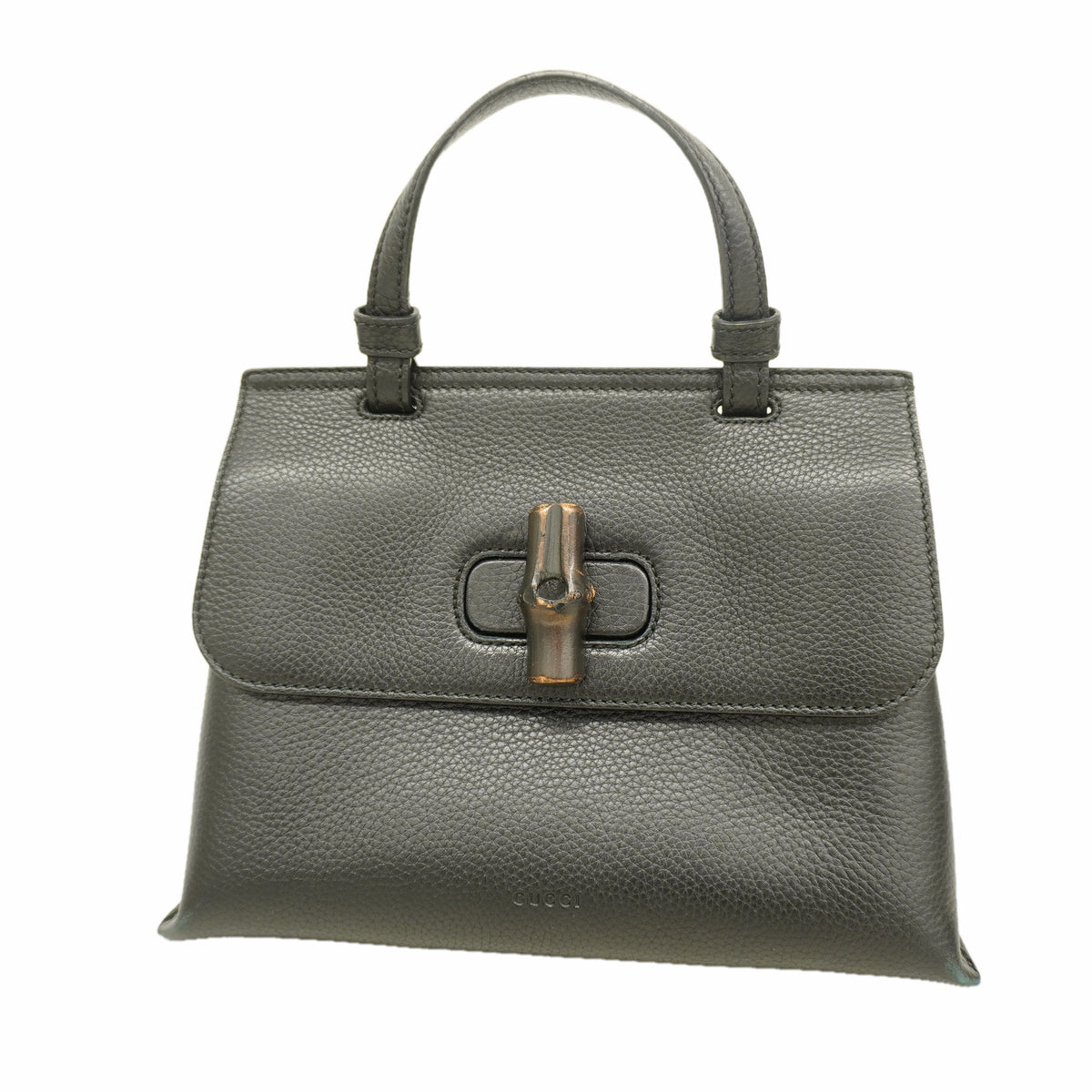 【6he5280-k】グッチ ハンドバッグ バンブー 370831 レザー ブラック シルバー金具 2wayバッグ【中古】レディース