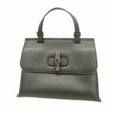 【6he5280-k】グッチ ハンドバッグ バンブー 370831 レザー ブラック シルバー金具 2wayバッグ【中古】レディース
