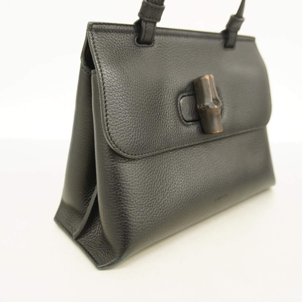 【6he5280-k】グッチ ハンドバッグ バンブー 370831 レザー ブラック シルバー金具 2wayバッグ【中古】レディース