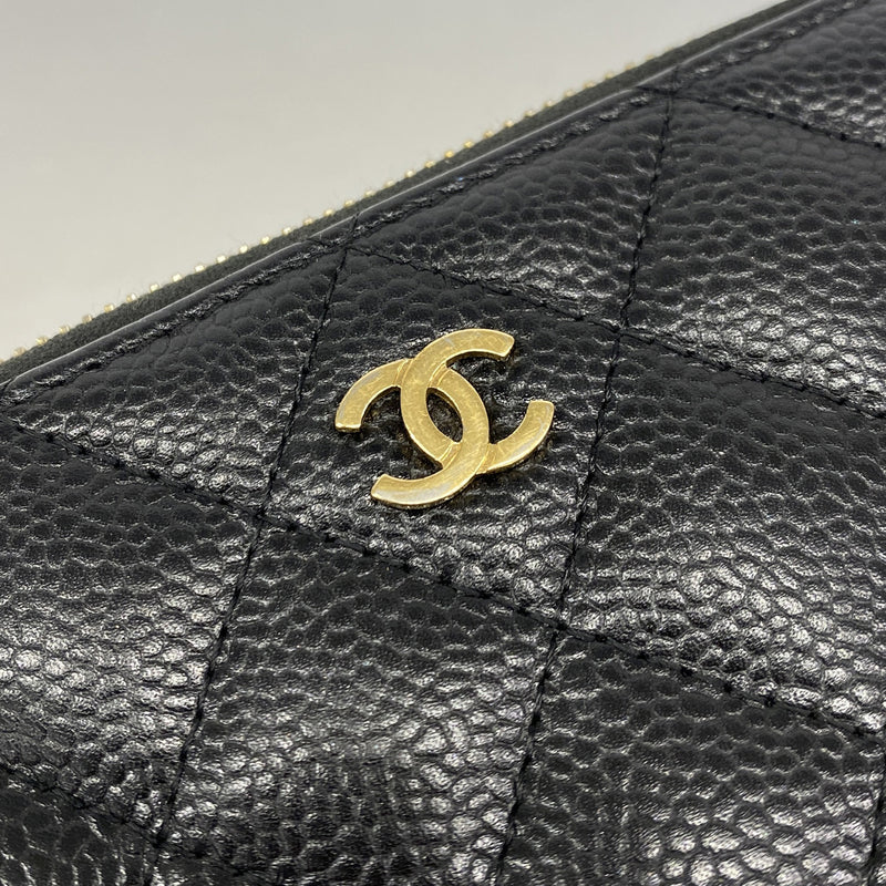【6he5300-k】シャネル 長財布 マトラッセ キャビアスキン ブラック ゴールド金具【中古】レディース