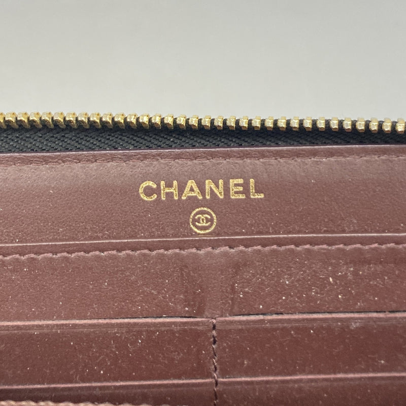 【6he5300-k】シャネル 長財布 マトラッセ キャビアスキン ブラック ゴールド金具【中古】レディース