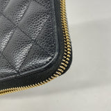 【6he5300-k】シャネル 長財布 マトラッセ キャビアスキン ブラック ゴールド金具【中古】レディース