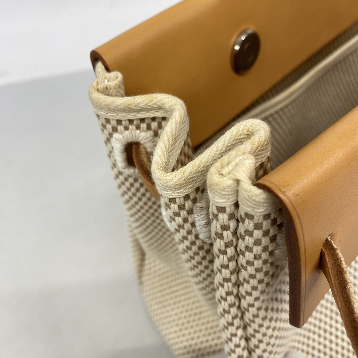 【6he5306】エルメス トートバッグ エールバッグカバスPM トワルGM ナチュラル シルバー金具 □H刻印【中古】レディース