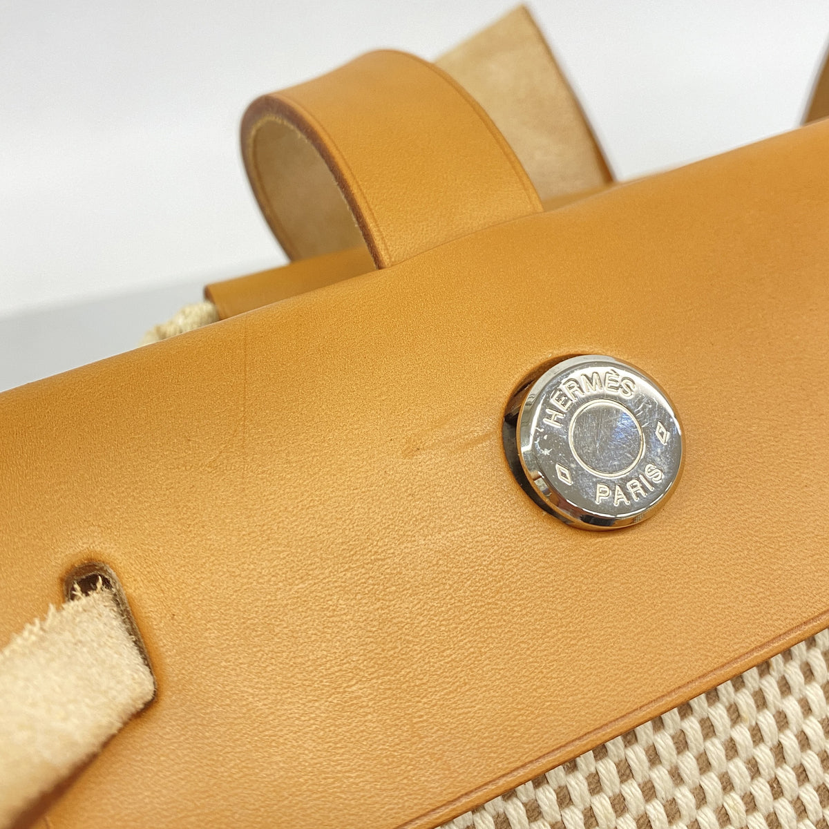 【6he5306】エルメス トートバッグ エールバッグカバスPM トワルGM ナチュラル シルバー金具 □H刻印【中古】レディース