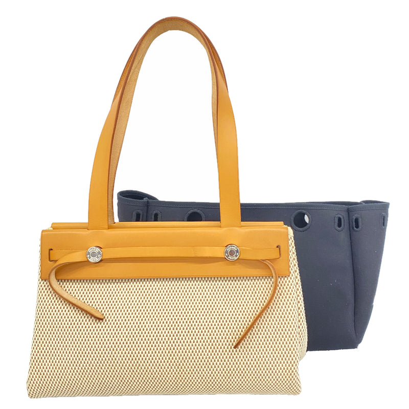 【6he5306】エルメス トートバッグ エールバッグカバスPM トワルGM ナチュラル シルバー金具 □H刻印【中古】レディース