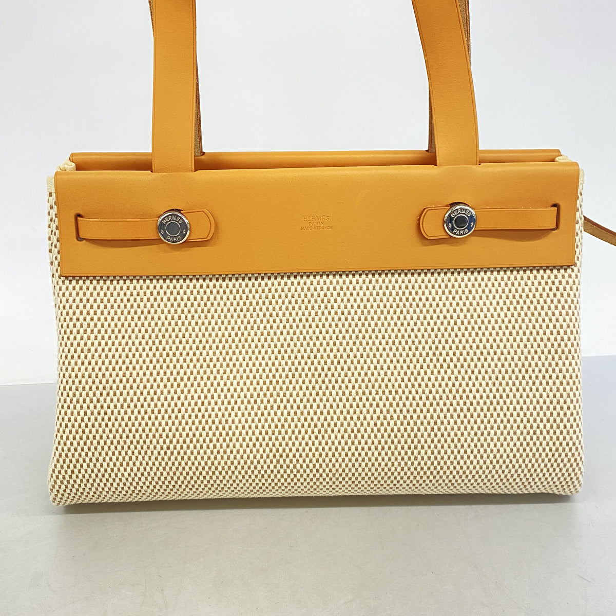【6he5306】エルメス トートバッグ エールバッグカバスPM トワルGM ナチュラル シルバー金具 □H刻印【中古】レディース
