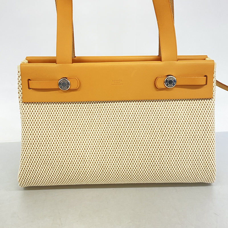 【6he5306】エルメス トートバッグ エールバッグカバスPM トワルGM ナチュラル シルバー金具 □H刻印【中古】レディース