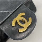 【6he5309】シャネル ショルダーバッグ マトラッセ Wフラップ Wチェーン ラムスキン ブラック ゴールド金具【中古】レディース