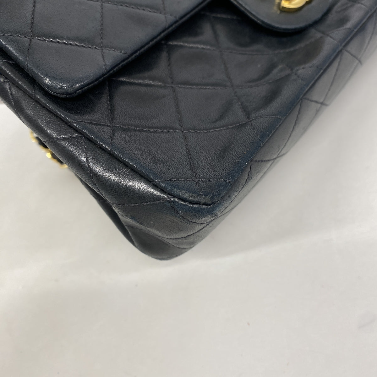 【6he5309】シャネル ショルダーバッグ マトラッセ Wフラップ Wチェーン ラムスキン ブラック ゴールド金具【中古】レディース