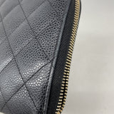 【6he5310】シャネル 長財布 マトラッセ キャビアスキン ブラック シャンパンゴールド金具【中古】レディース