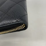 【6he5310】シャネル 長財布 マトラッセ キャビアスキン ブラック シャンパンゴールド金具【中古】レディース