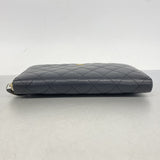 【6he5310】シャネル 長財布 マトラッセ キャビアスキン ブラック シャンパンゴールド金具【中古】レディース