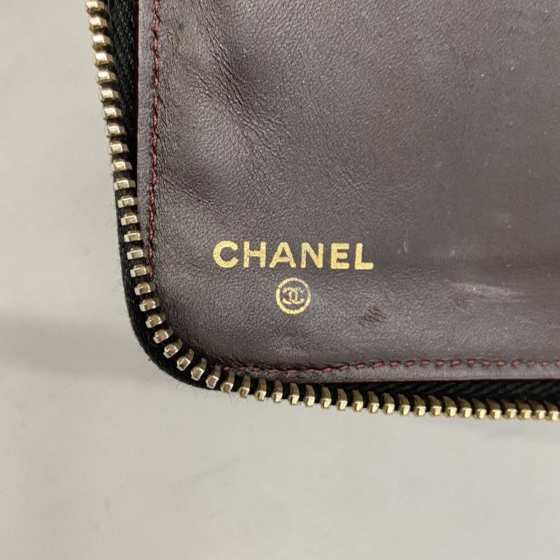 【6he5310】シャネル 長財布 マトラッセ キャビアスキン ブラック シャンパンゴールド金具【中古】レディース