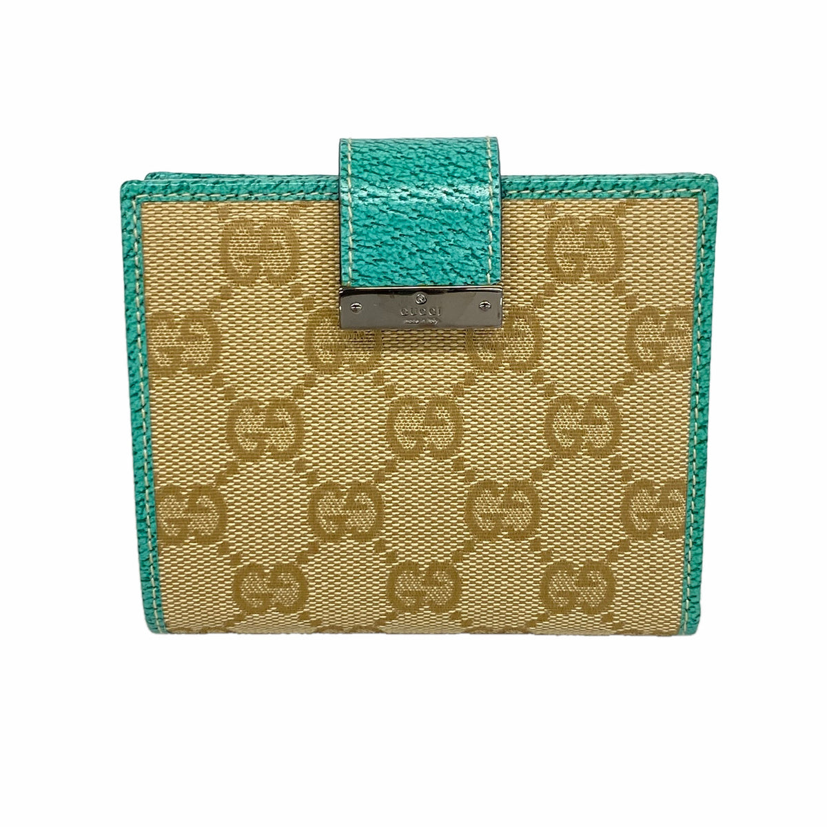 【6he5311】グッチ 財布 GGキャンバス 115091 キャンバス ベージュ グリーン シルバー金具【中古】レディース