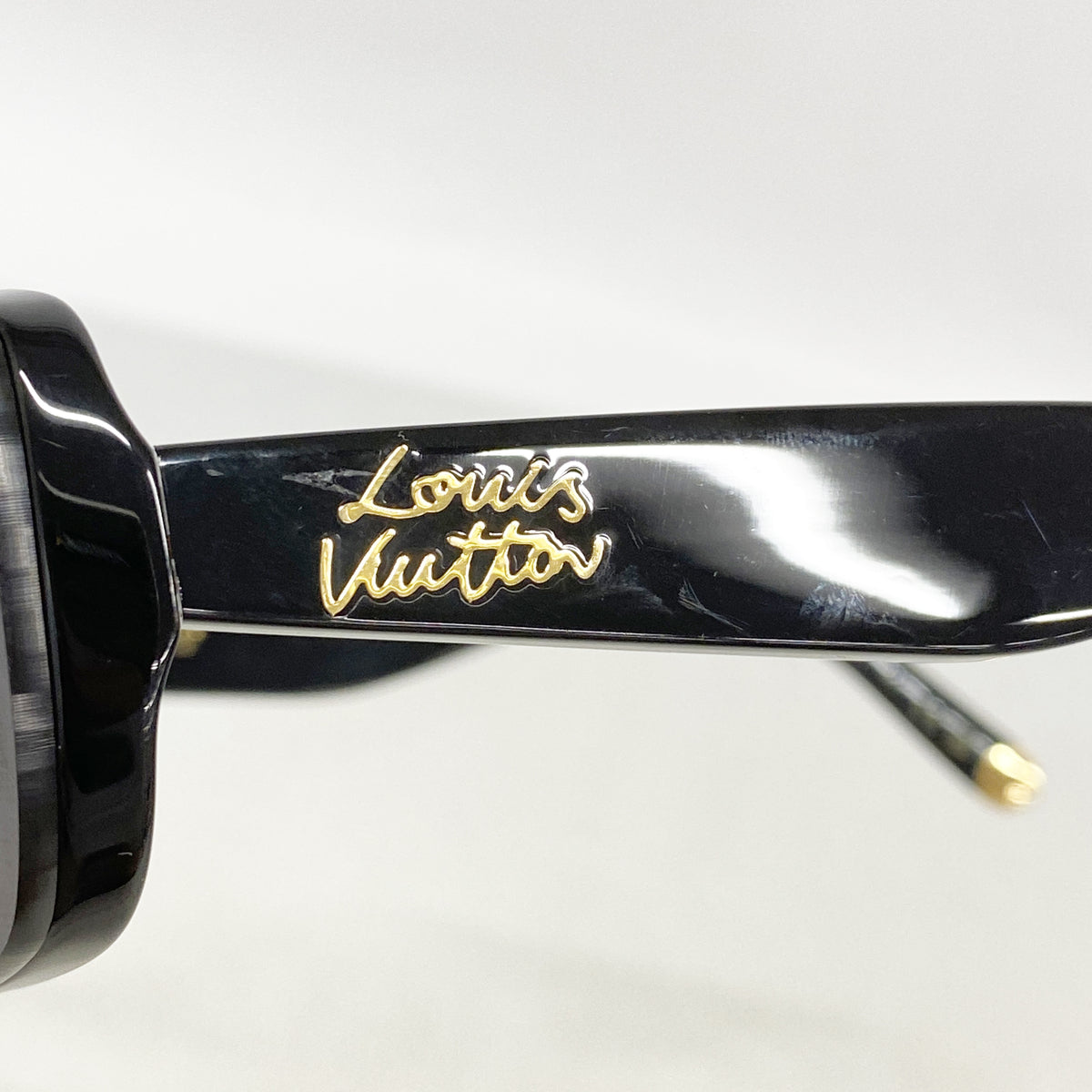 【6he5325】ルイヴィトン サングラス LV スクリプトロウレクタングル Z3165U ブラック【中古】レディース
