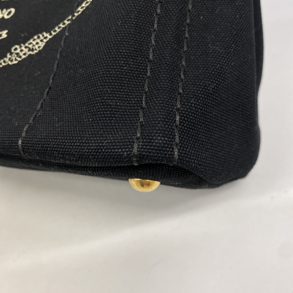 【6he5326-k】プラダ ハンドバッグ カナパ キャンバス ブラック ゴールド金具 2wayバッグ【中古】レディース