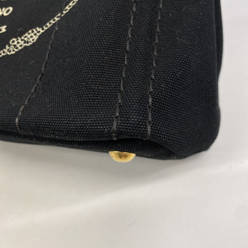 【6he5326-k】プラダ ハンドバッグ カナパ キャンバス ブラック ゴールド金具 2wayバッグ【中古】レディース