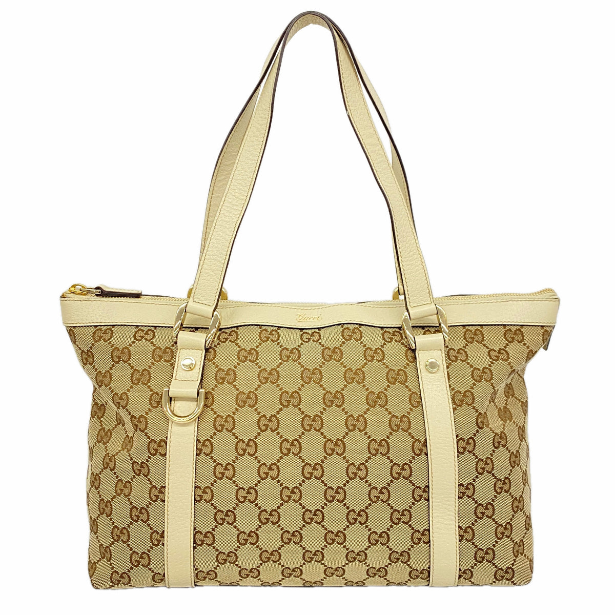 【6he5330-k】グッチ トートバッグ GGキャンバス/アビー 141470 キャンバス ベージュ シャンパンゴールド金具【中古】レディース