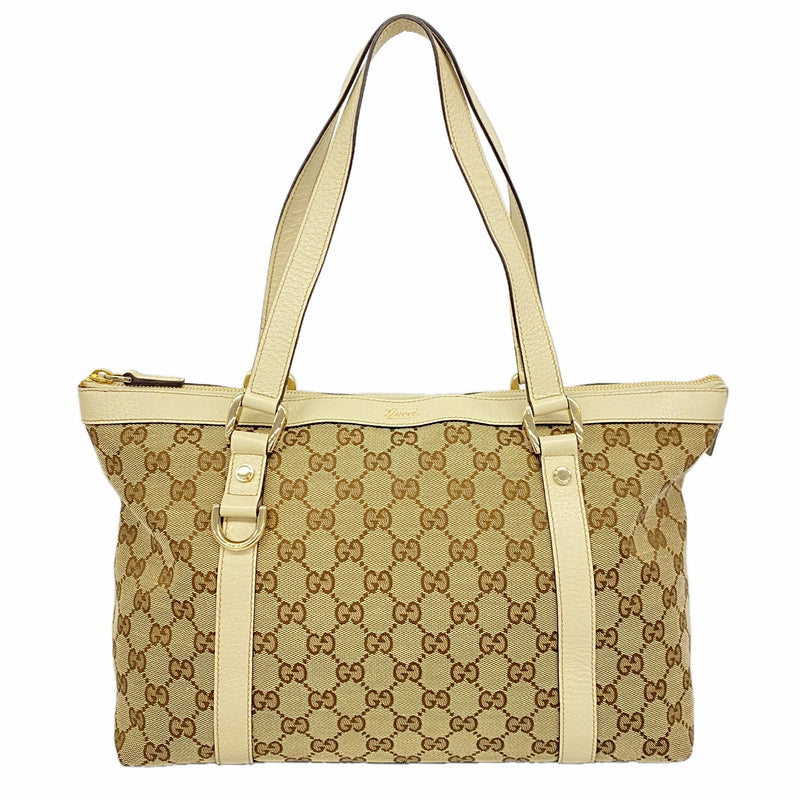 【6he5330-k】グッチ トートバッグ GGキャンバス/アビー 141470 キャンバス ベージュ シャンパンゴールド金具【中古】レディース