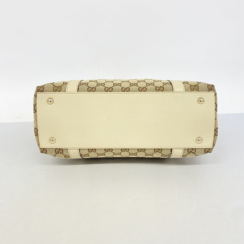 【6he5330-k】グッチ トートバッグ GGキャンバス/アビー 141470 キャンバス ベージュ シャンパンゴールド金具【中古】レディース
