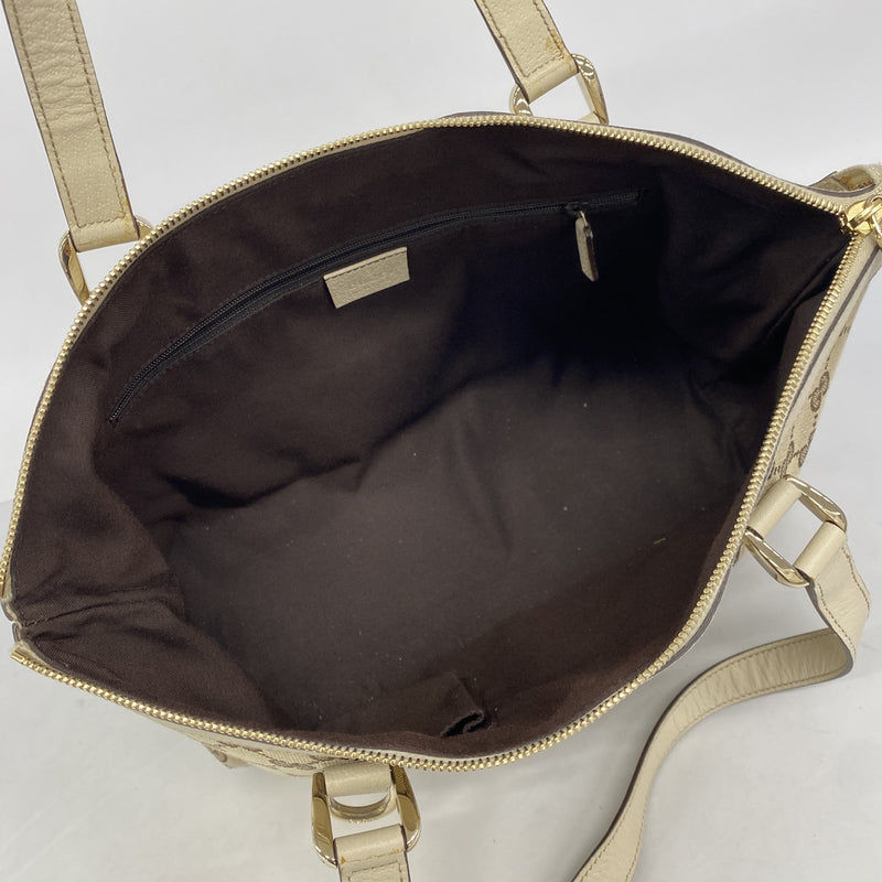 【6he5330-k】グッチ トートバッグ GGキャンバス/アビー 141470 キャンバス ベージュ シャンパンゴールド金具【中古】レディース