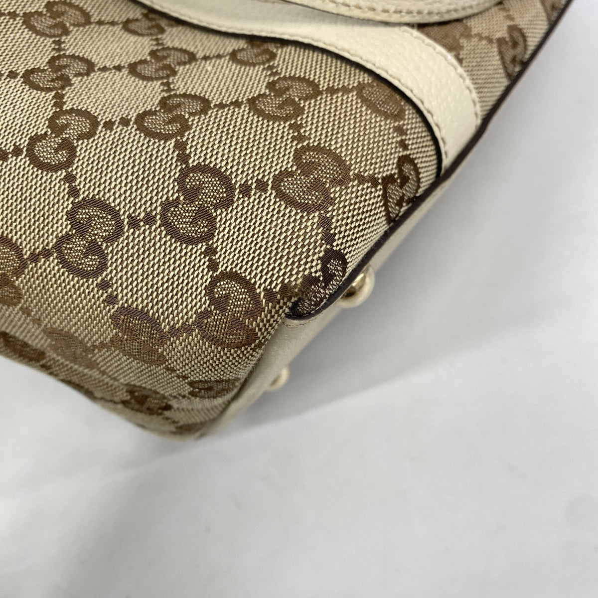 【6he5330-k】グッチ トートバッグ GGキャンバス/アビー 141470 キャンバス ベージュ シャンパンゴールド金具【中古】レディース