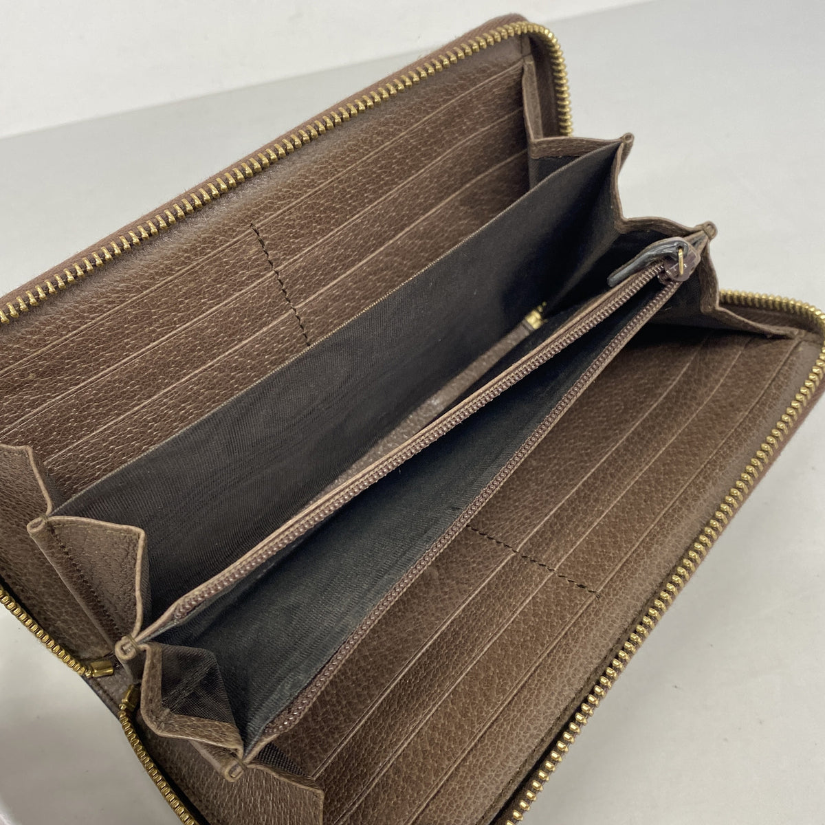 【6he5331-k】グッチ 長財布 オフィディア 523154 PVC ブラウン ゴールド金具【中古】レディース